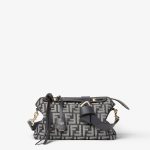 FENDI By The Way Soft Medium Dark blue denim-effect FF jacquard bag - Image 3